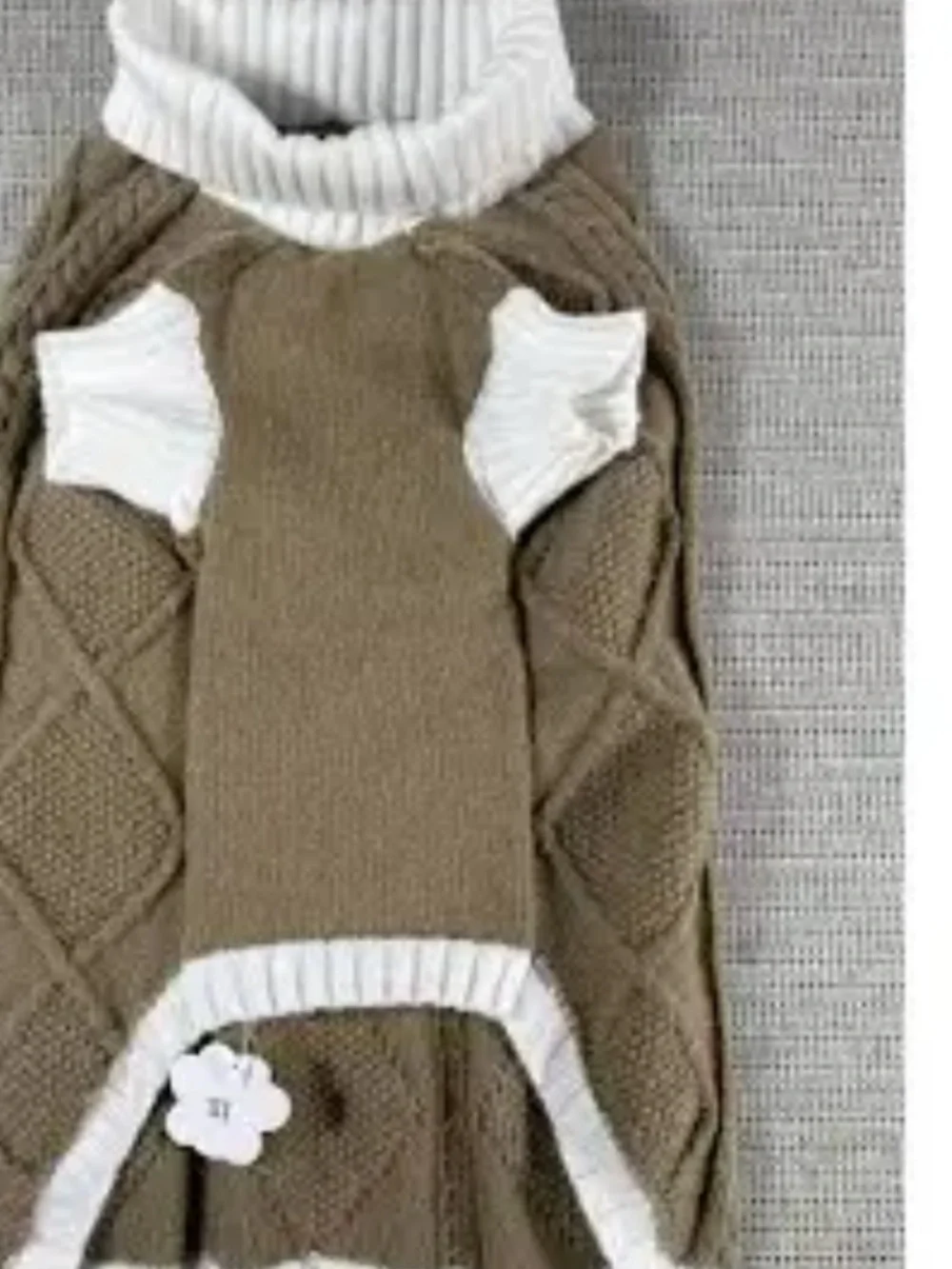 Dog Sweater for Large Dogs, Long Sleeve, Size L Stretchy cable knit